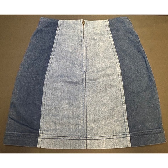 Free‎ People Modern Femme Two Tone Denim Mini Pencil Skirt Size 2 Blue - Picture 11 of 12